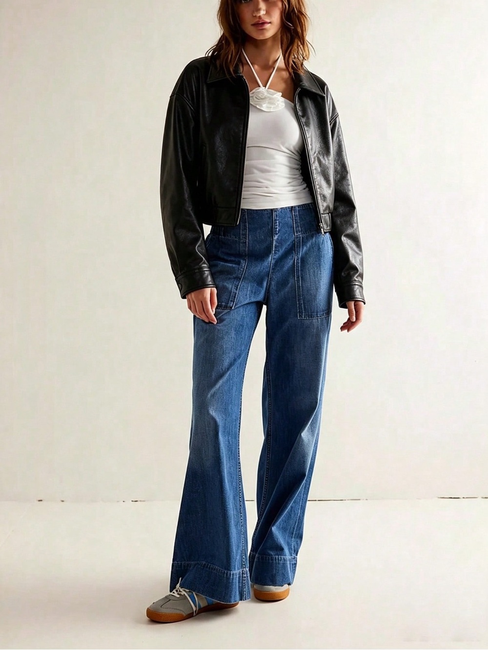 Wide Leg Blue Women’s Jeans - Classic High-Rise Style